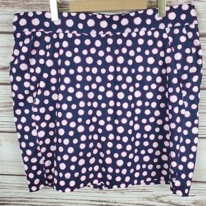 Belyn Key Womens Large Navy w/ White/Pink Spots Essential Golf Skort Skirt Short